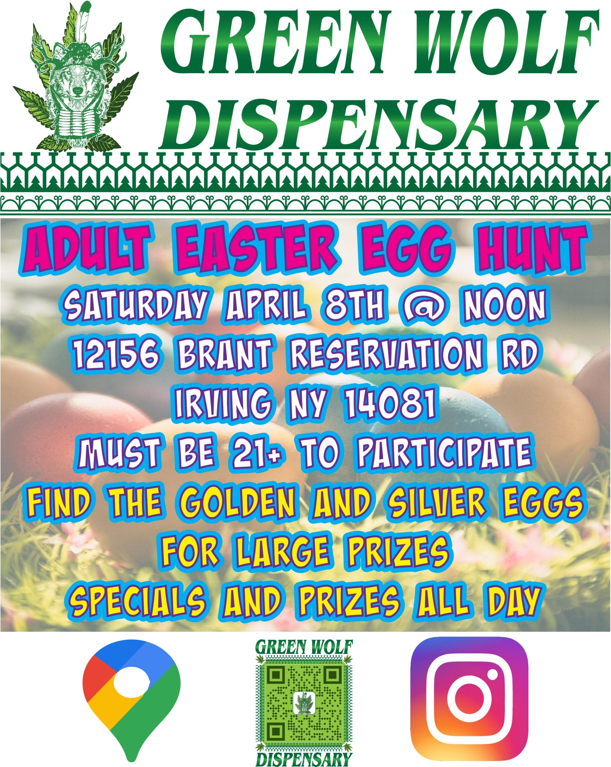 Green Wolf Dispensaries "Adult Easter Egg Hunt" Puff Board